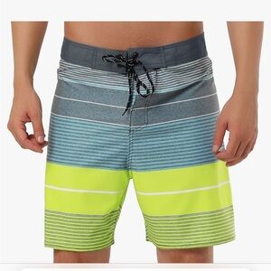 Lars Amadeus Men's Summer Printed Drawstring Color Block Swim Beach Shorts NWOT